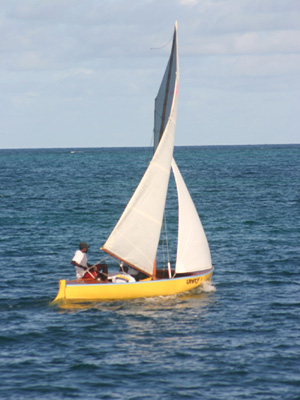 Locally designed sailboat in the Sea